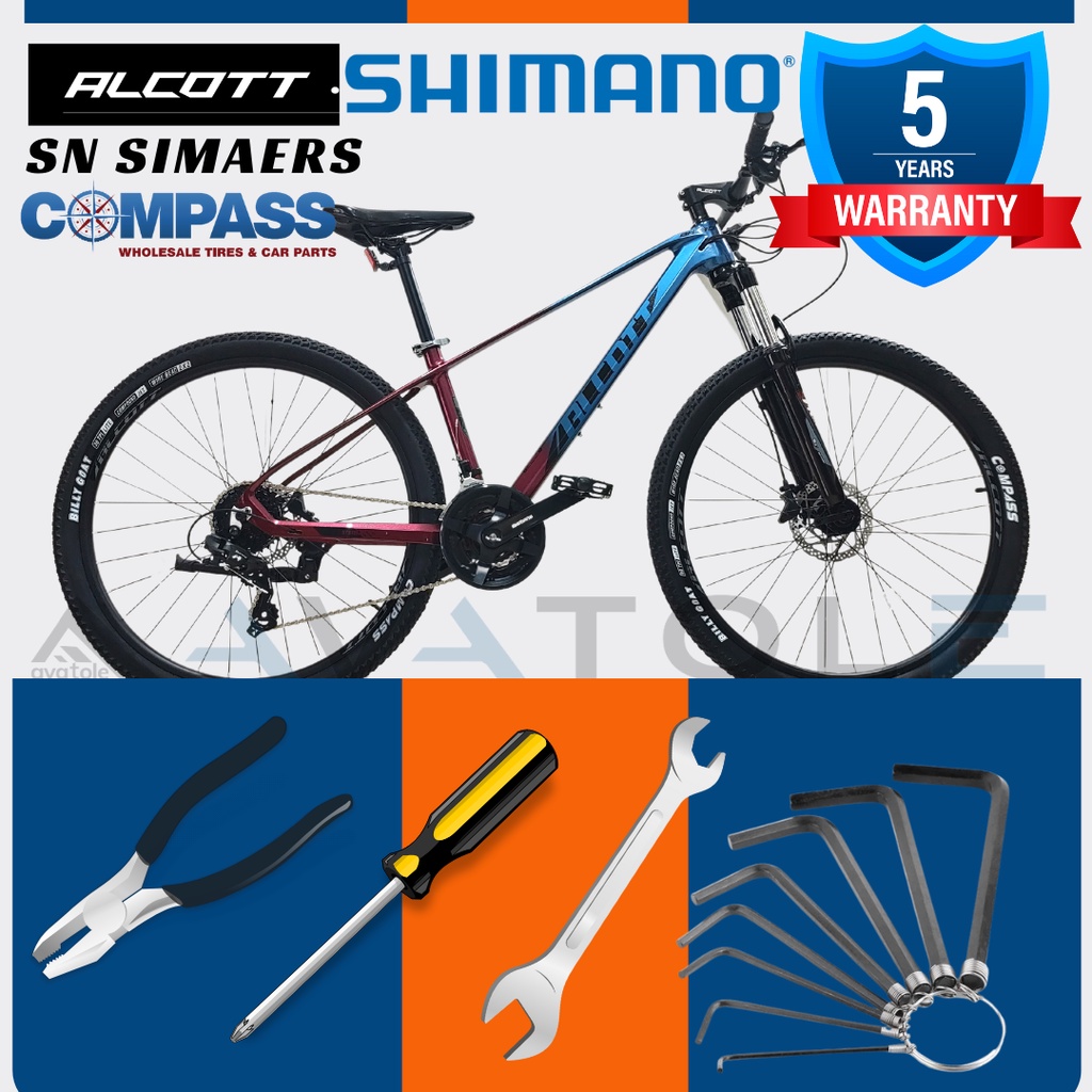 Xe đạp địa hình ALCOTT AH-30, Khung sườn hợp kim nhôm cao cấp SIZE 15.5, Bộ truyền đồng FULL SHIMANO, Màu dương đỏ đô