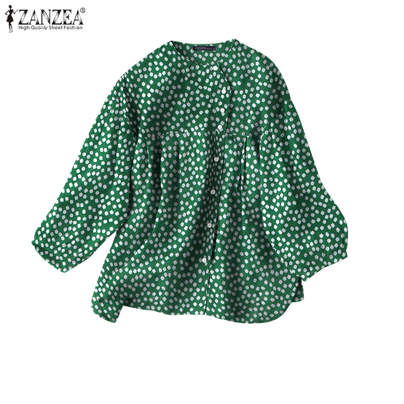 Áo kiểu ZANZEA tay dài cổ tròn in họa tiết hoa thời trang cho nữ