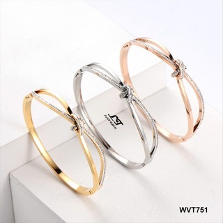 Vòng tay titan kiểu đan chéo thời trang ver3 WVT751 Không đen không gỉ sét