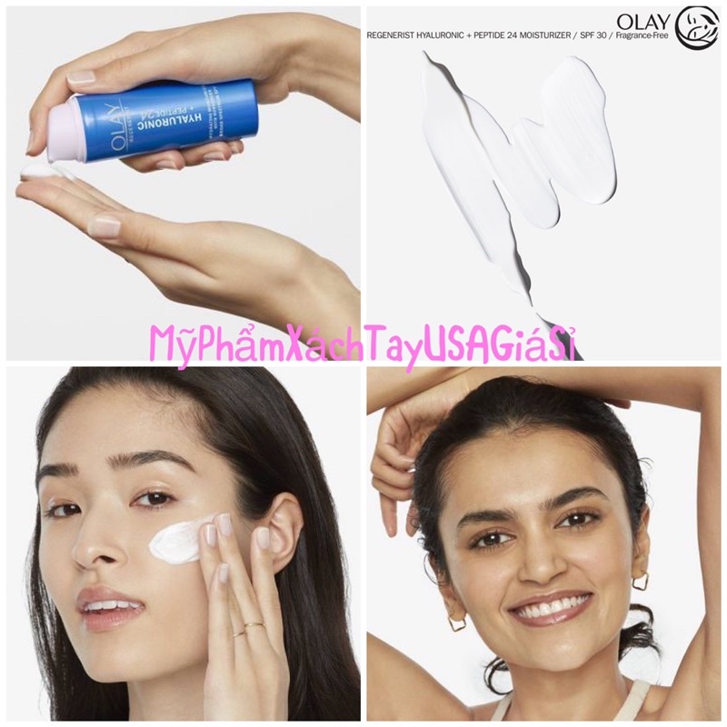 Kem dưỡng chống lão hóa cấp ẩm ban ngày Olay Regenerist Hyaluronic Acid + Peptide 24 Moisturizer SPF 30 Hàng Mỹ