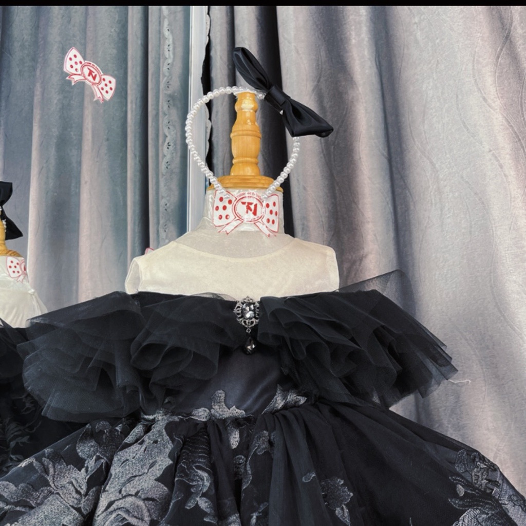 Váy Công Chúa Đen Quý Phái Mặc Sinh Nhật, Dự Tiệc hàng Thiết Kế Cao Cấp - Váy Bé Gái Thanh Nhi Fashion TN171122