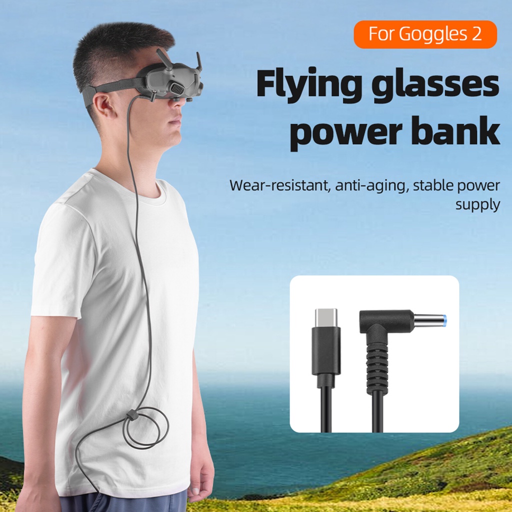 Dây cáp sạc PD USB Type C sang DC chuyên dụng cho kính DJI FPV Avata Crossover Goggles 2 dùng pin dự phòng