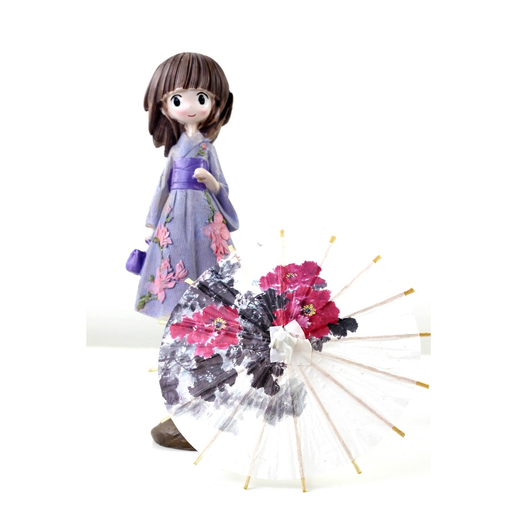 Tượng trang trí để bàn hình cô gái Nhật Bản cầm dù mặc kimono - Đồ trang trí bàn size To.Búp bê Nhật BảnTượng thiếu nữ