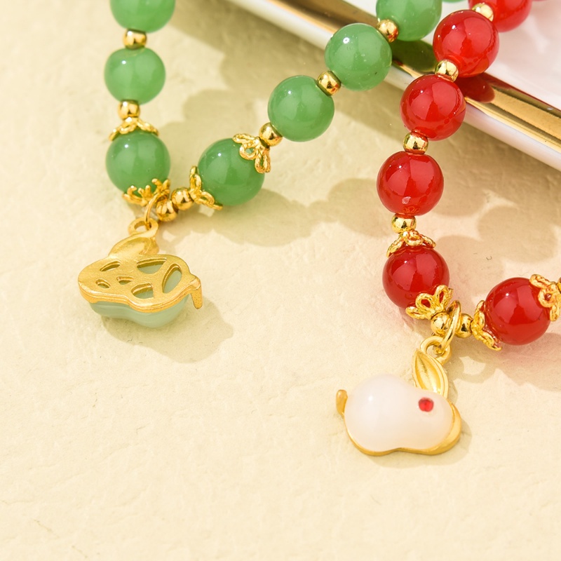 Vòng Tay Chuỗi Hạt Mặt Hình Thỏ Bằng Nhựa Resin Thời Trang Năm Mới Cho Nữ