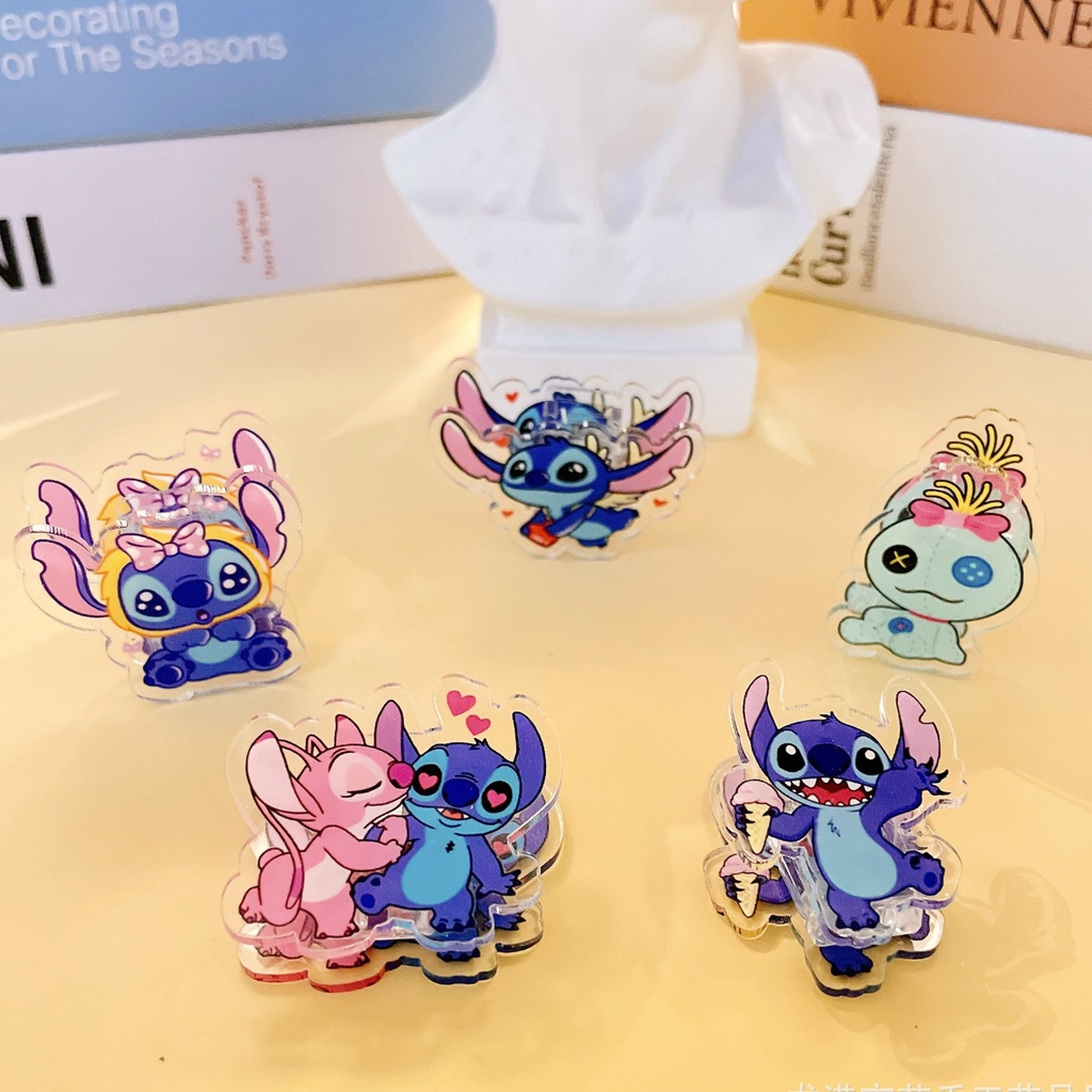 Kẹp Giấy Thử Đồ Ăn Vặt Hai Mặt Bằng Acrylic Hình Ngôi Sao / Trái Tim / Stitch Dễ Thương Cho Bé Gái