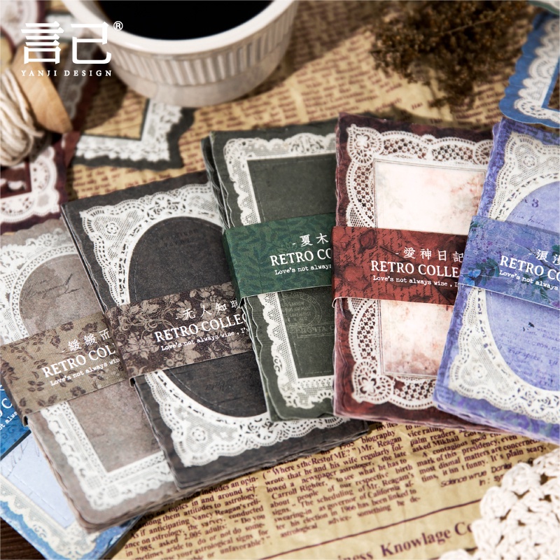 Set 50 Tờ Giấy Note Họa Tiết Ren Nghệ Thuật Cổ Điển DIY