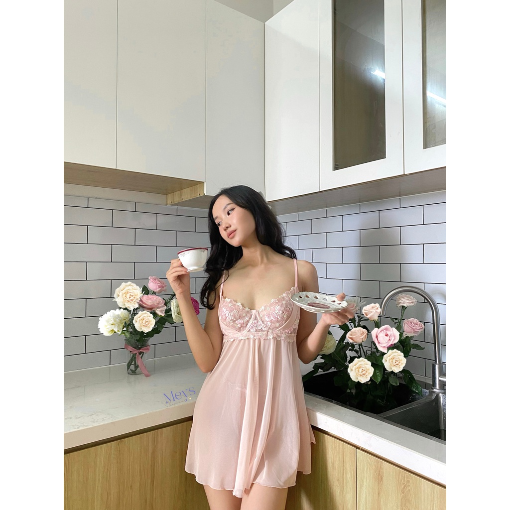 Đầm ngủ ren lưới cúp ngực Peony Sleepdress
