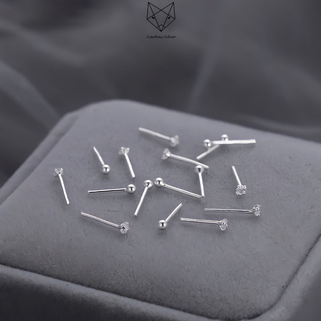 Combo Bộ 3 Đôi Bông Tai Nữ Bạc Ta CaoBac Silver Sao, Bi, Đá Phong Cách Unisex Cá Tính Đơn Giản