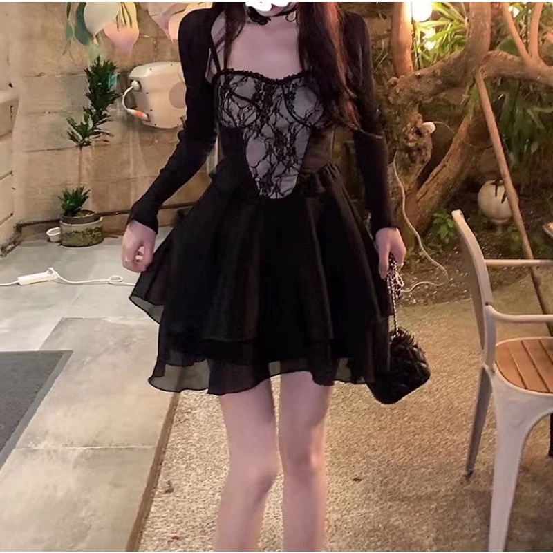 váy 2 dây phối ren