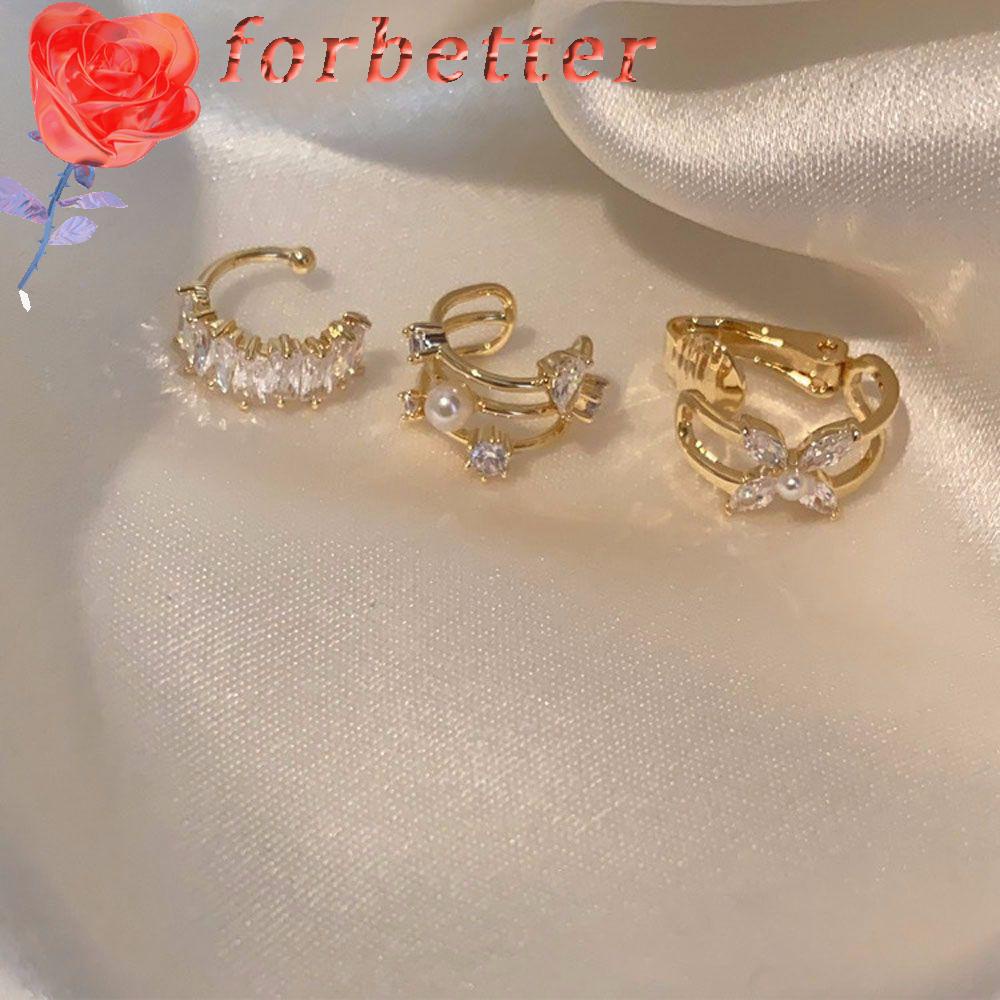 Khuyên Kẹp Vành Tai Đính Đá Zircon / Ngọc Trai Thời Trang Thanh Lịch