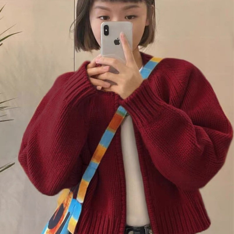 Áo Khoác Cardigan Dệt Kim Dáng Ngắn Phối Khóa Kéo Thời Trang Mùa Thu Mới Cho Nữ