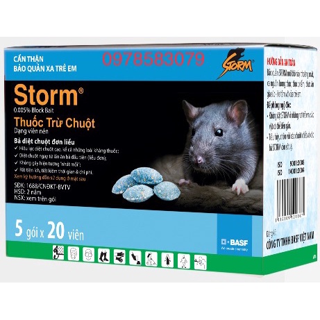 Diệt Chuột Storm(1gói-20 viên) Kẹo chuột của CHLB Đức, sạch chuột, an toàn, không nhờn, dùng trong gia đình, kho, nhà xư