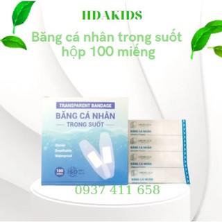 Băng Cá Nhân Trong Suốt- Hộp 100 cái- Dùng Che Vết Thương Không Lo Người Khác Thấy