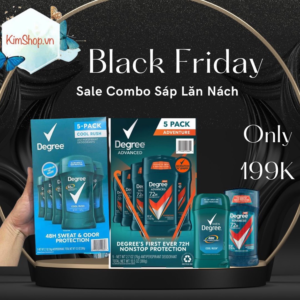 Combo Lăn khử mùi nam dạng sáp Degree Men Adventure Advanced + Cool Rush
