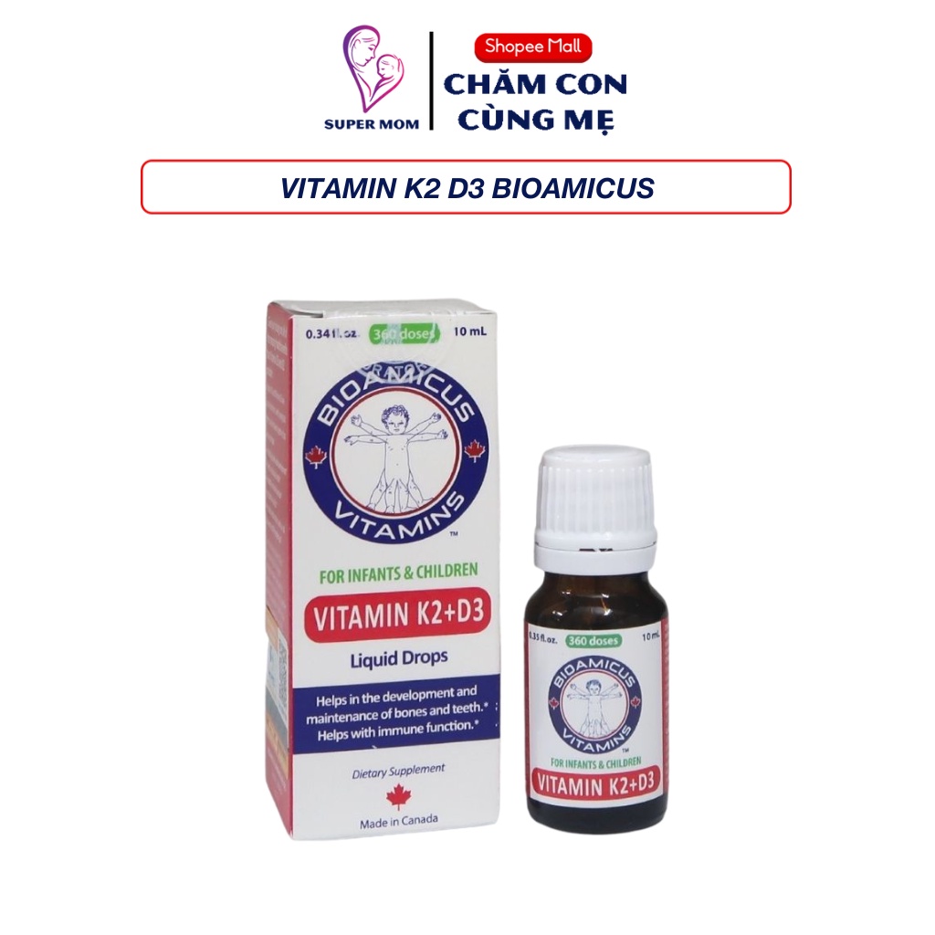 Vitamin K2 D3 Bioamicus Canada tăng cường hấp thụ canxi cho bé