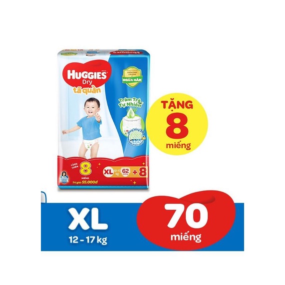 Bỉm Huggies quần/dán M74+10/L68+8/XL60+8/XXL56+8,......