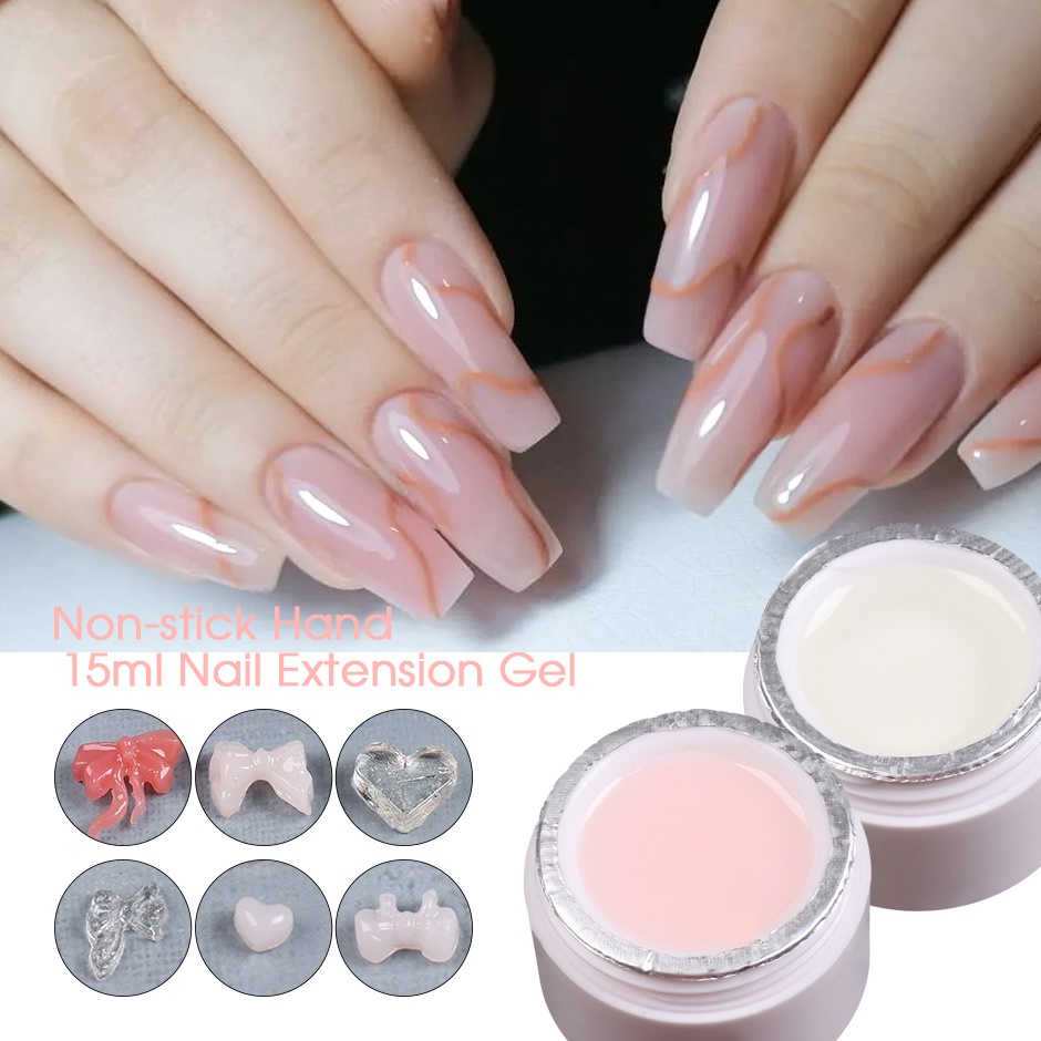 Gel Nối Dài Móng Tay 15ml Không Dính Màu Nude Hồng Trong Suốt DIY