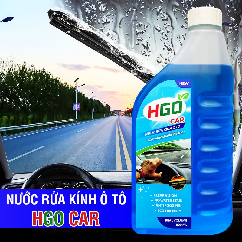 Nước rửa kính ô tô HGO CAR chính hãng pha tỷ lệ 1:3 làm bóng kính và chống bám bụi tiết kiệm an toàn tiện lợi 800ml