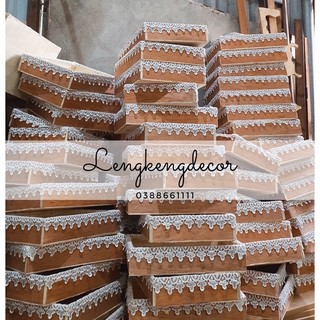Khay gỗ ren quà Tết 27x37x7 cm , khay gỗ đựng hoa quả, sản phẩm decor