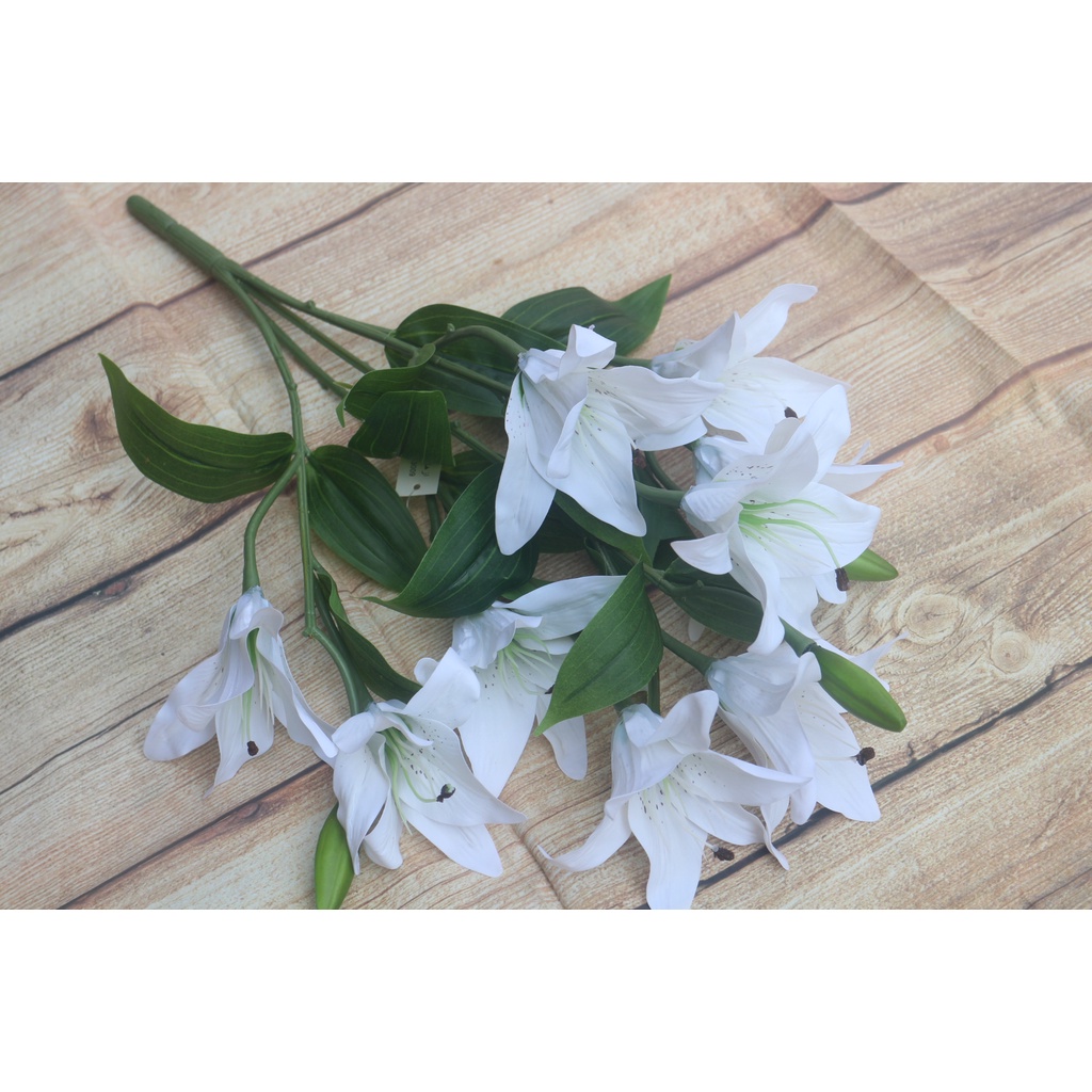 Hoa ly cành 9 bông 3 nụ- chất liệu cao su- Hoa giả mà như thật