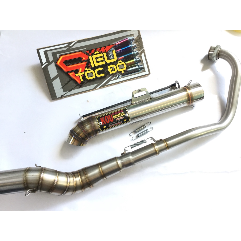 Pô KOU inox 304 full tem nhôm đóng bao gồm cả cổ pô độ cong 2 khúc cho xe exciter, Sản Phẩm Chất Lượng, Gian Hàng Uy Tín