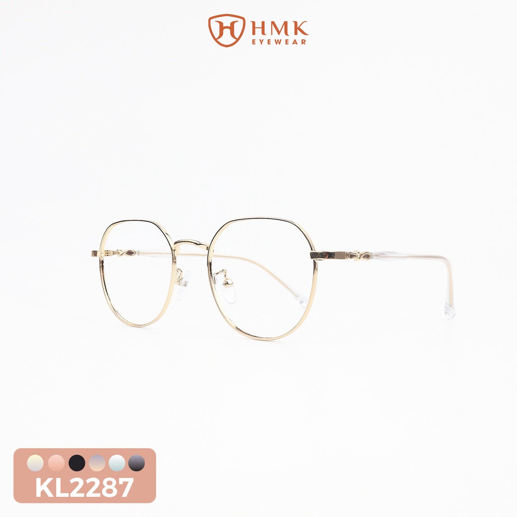 GỌNG KÍNH KIM LOẠI HMK NAM NỮ PHONG CÁCH TRẺ TRUNG DÁNG ĐA GIÁC - KL2287