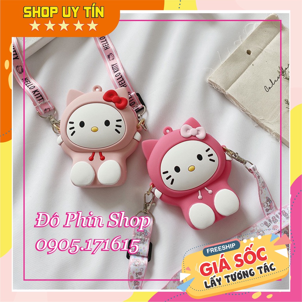 [Mới 2023] Túi xách đeo chéo silicon hình mèo kitty thời trang dễ thương