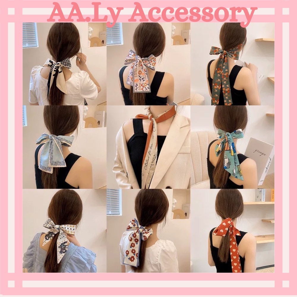Khăn Lụa Buộc Tóc Dây Buộc Tóc Đa Năng Phong Cách Hàn Quốc