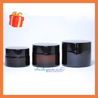 Hũ thuỷ tinh nâu nắp đen ( nhiều dung tích )