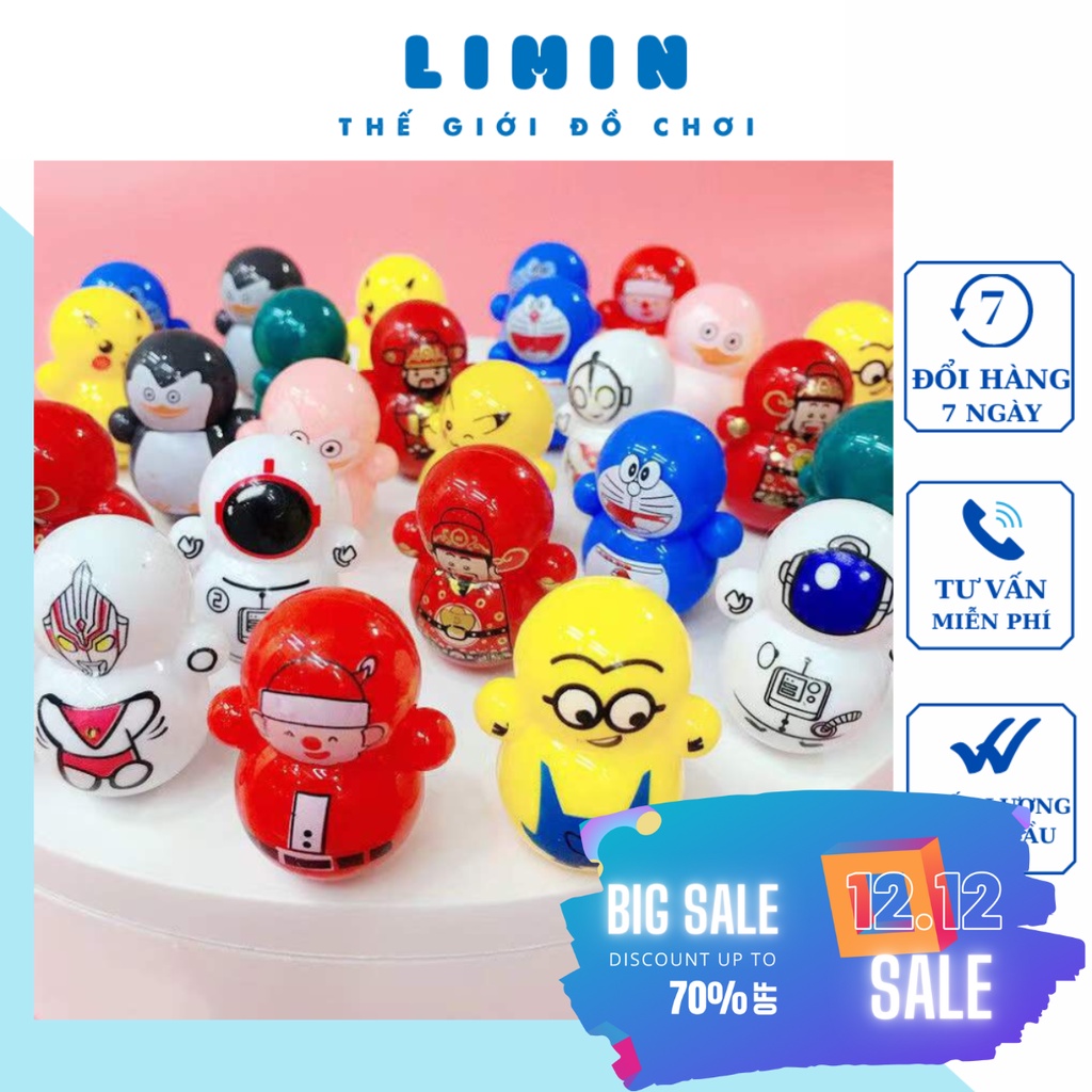 Lật Đật Mini Đồ Chơi, Đồ Chơi Lật Đật Mini Dễ Thương Doremon, Siêu Nhân Gao, Pikachu, Ông Già Noel, Hello Kitty, Ong Vàng
