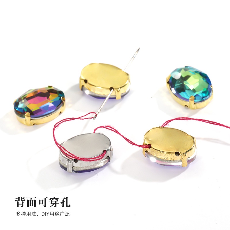 Bộ 10 Mũi Khoan Pha Lê Hình Oval Bốn Góc Màu Mạ Điện Diy