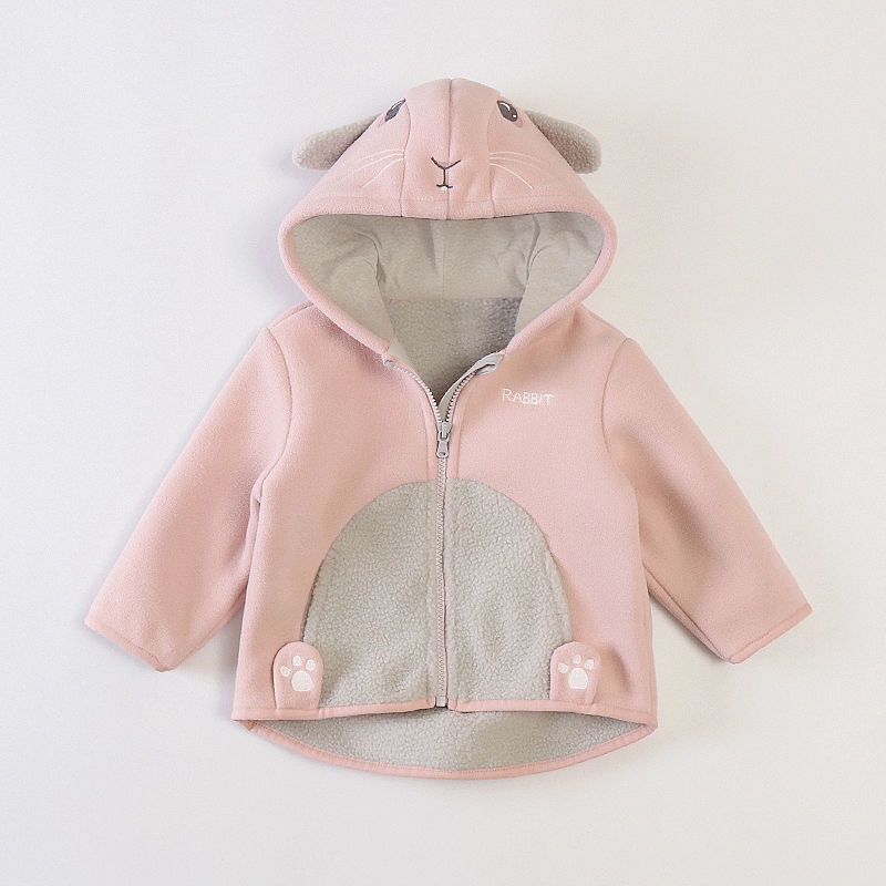 Áo Khoác Cardigan Có Mũ Trùm Bằng Vải Lông Cừu Thời Trang Thu Đông Cho Bé Trai / Gái