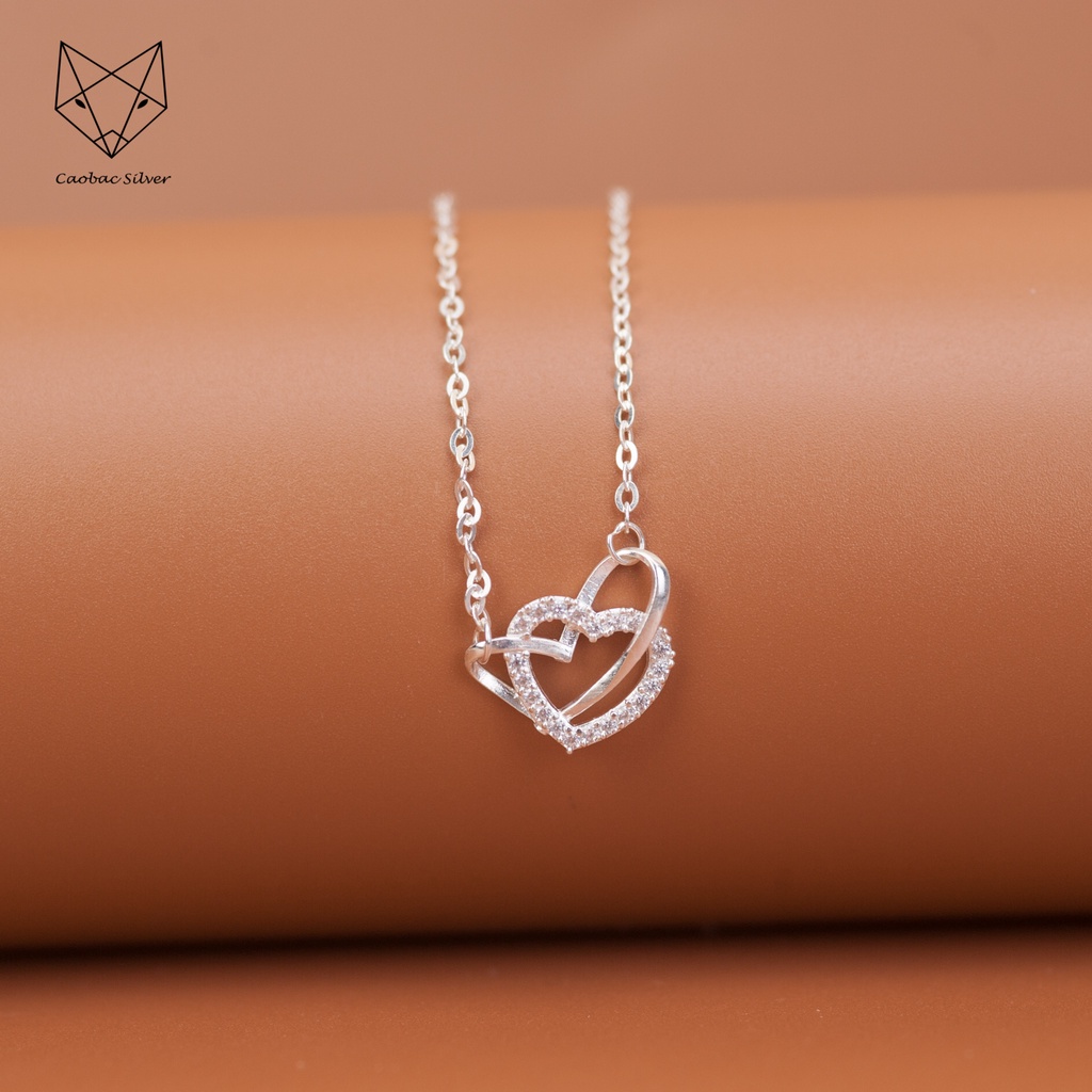 Dây Chuyền Bạc Ta Cao Cấp CaoBac Silver Tim Trơn Tim Đá Lồng Lấp Lánh Dễ Thương Nhẹ Nhàng, Thanh Lịch Cho Bạn Gái