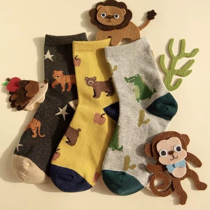 PVN54837 Set 10 đôi tất hình con vật ngộ nghĩnh cao cổ cho bé chất đẹp