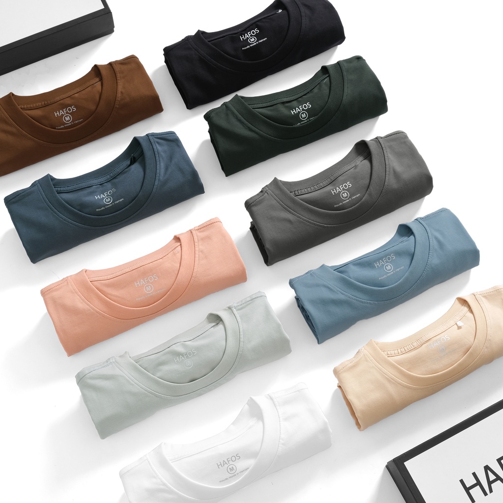 Áo thun nam cổ tròn HAFOS 10 màu vải cotton cao cấp co giãn thấm hút tốt HAFOS - GUTTI