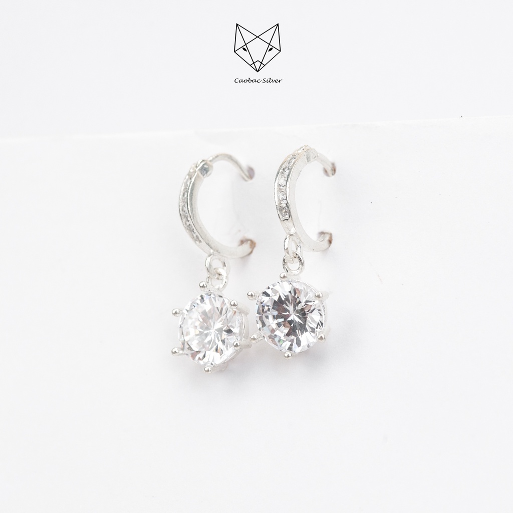 Khuyên Tai Bạc Ta Nữ CaoBac Silver Tròn Thiết Kế Ổ Đá Dài Xinh Xắn Món Quà Đặc Biệt Dành Tặng Riêng Cho Bạn Nữ