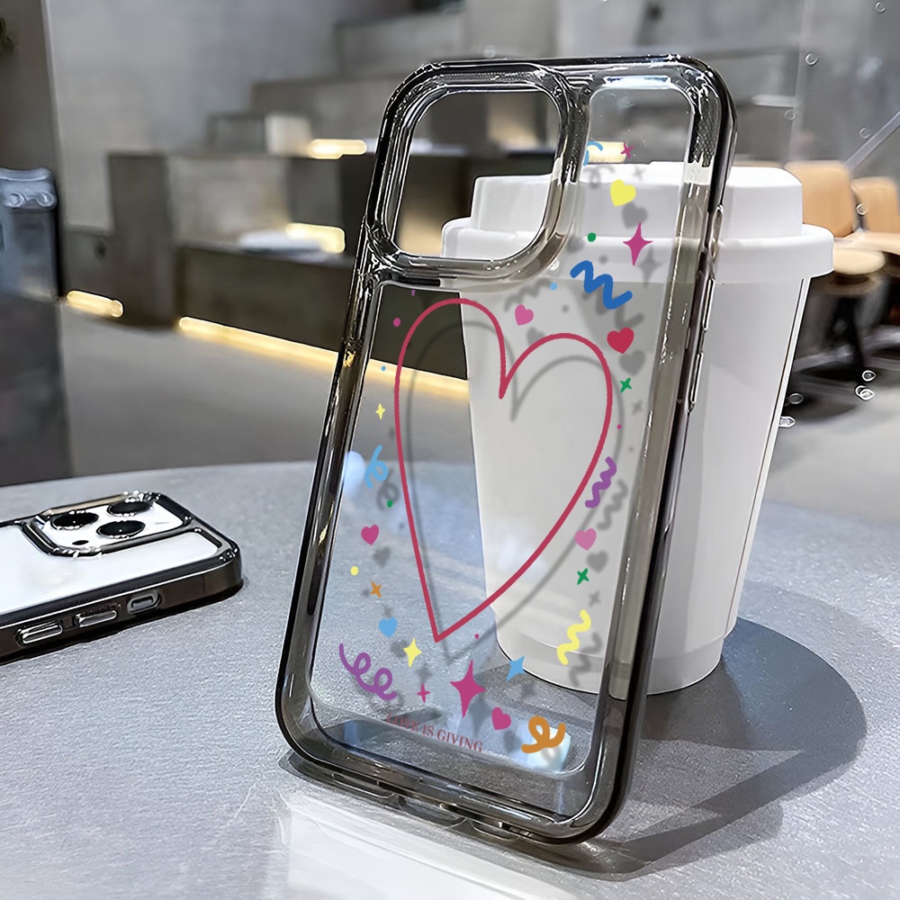 Ốp Điện Thoại Trong Suốt Họa Tiết Trái Tim Dễ Thương Cho iphone 14 Pro Max 13 11 12 7Plus X XR XS Max 8 7