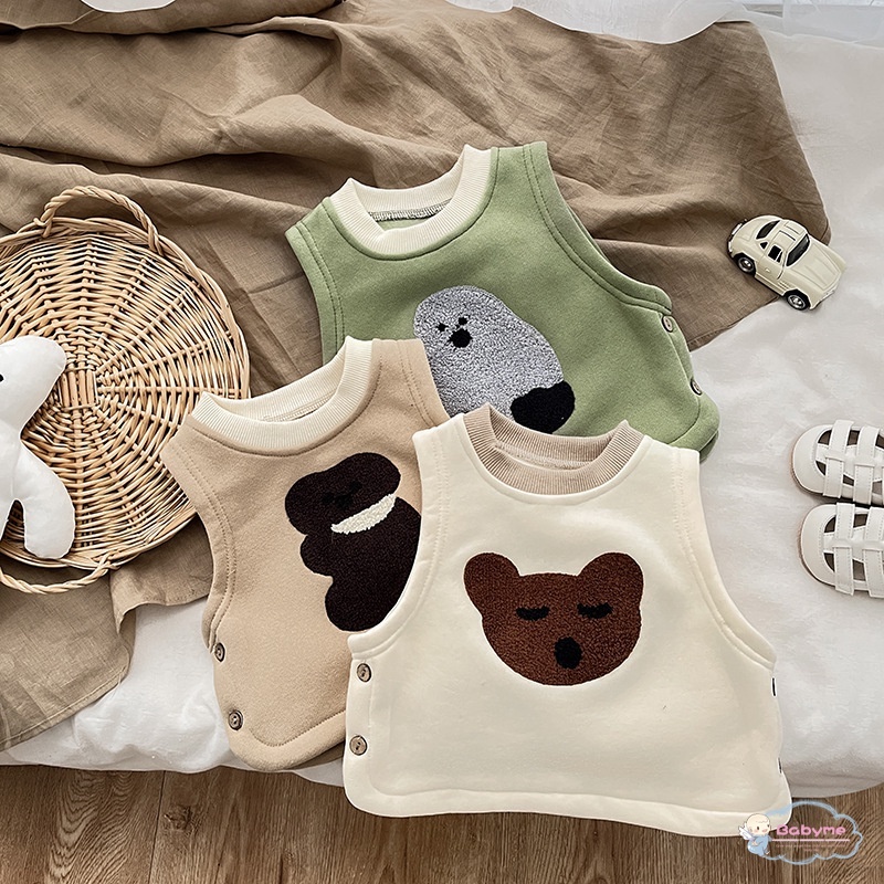 Áo Sát Nách Chất Liệu Cotton Lông Cừu Giữ Ấm In Họa Tiết Hoạt Hình Dễ Thương Thời Trang Mùa Đông