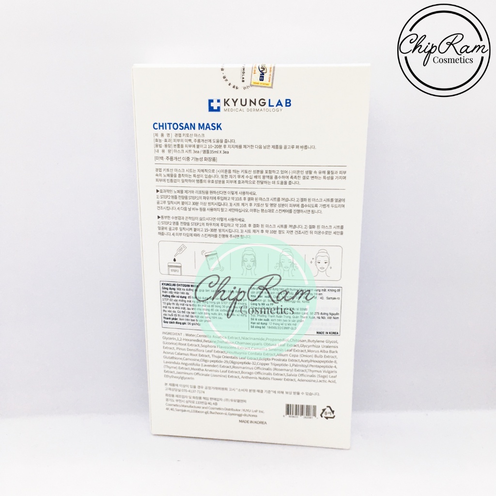 MẶT NẠ CHITOSAN MASK KYUNGLAB TRẺ HÓA DƯỠNG TRẮNG THANH LỌC THẢI ĐỘC DA