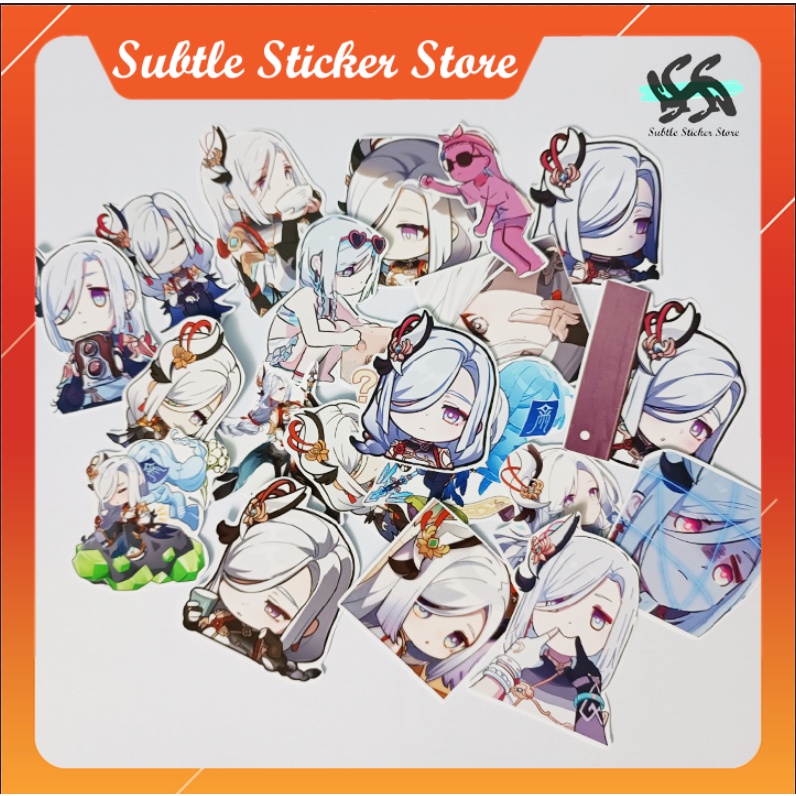 Set 10/15/20 Sticker Shenhe game Genshin Impact hình dán chibi trang trí vali, điện thoại siêu đẹp