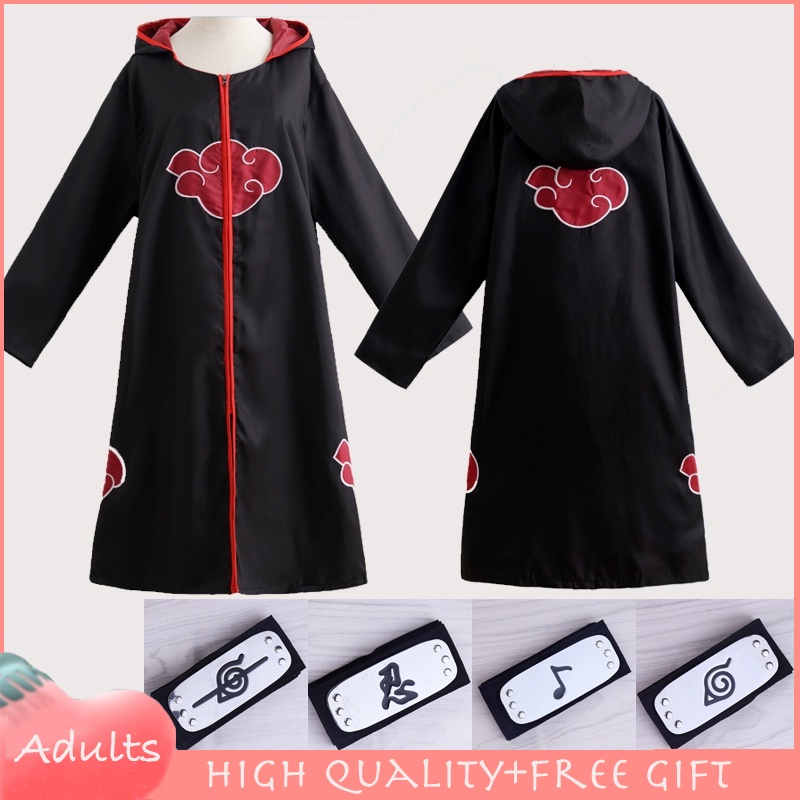 Áo Choàng Hóa Trang Naruto Uchiha Itachi Akatsuki Kèm Băng Đô Sasuke Cho Bé