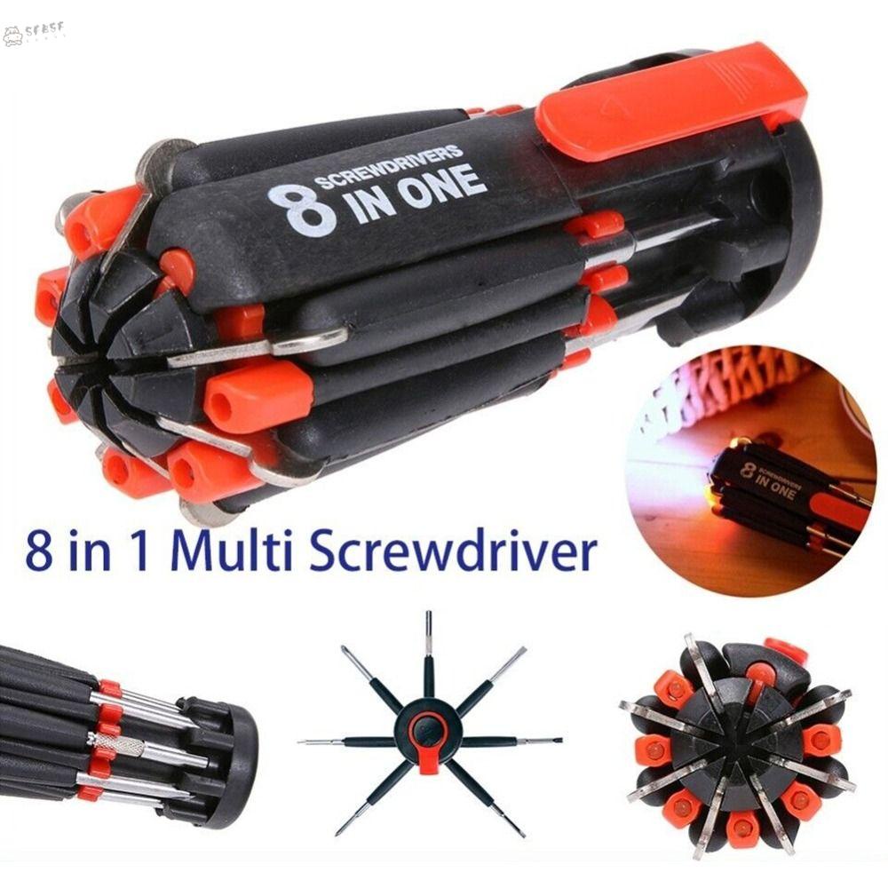 Bộ Tua Vít Sửa Chữa Đa Năng Bằng Thép Không Gỉ 6 Đèn Pin LED