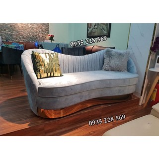 SOFA INTE- Ghế sofa băng viềng inox mạ vàng PVD sang trọng luxury chất liệu vải nhung Bỉ