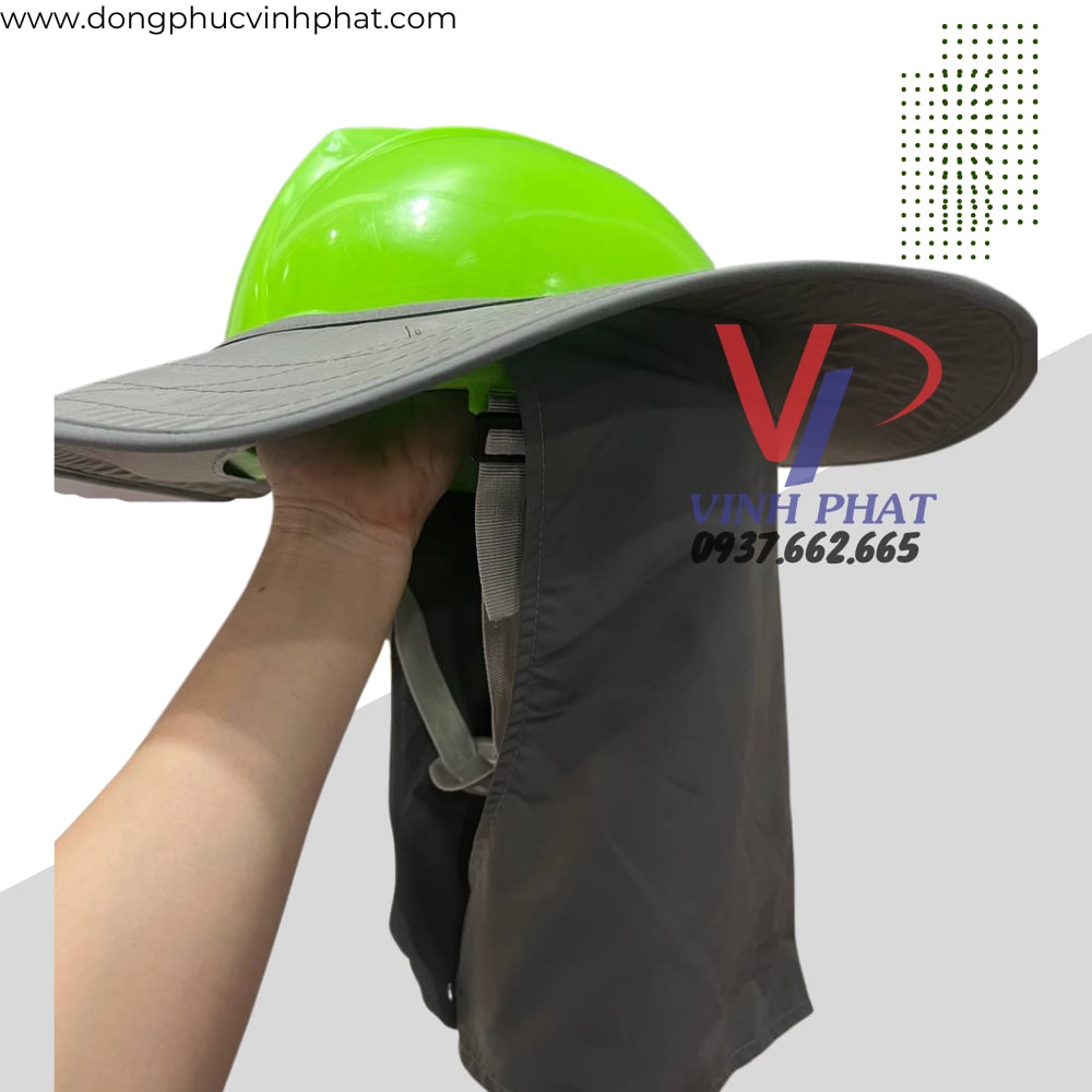 Mũ Nón Vành Bảo Hộ Chống Nắng Màu Xám Vải Dày Dặn Chắc Chắn Che Chắn Tốt