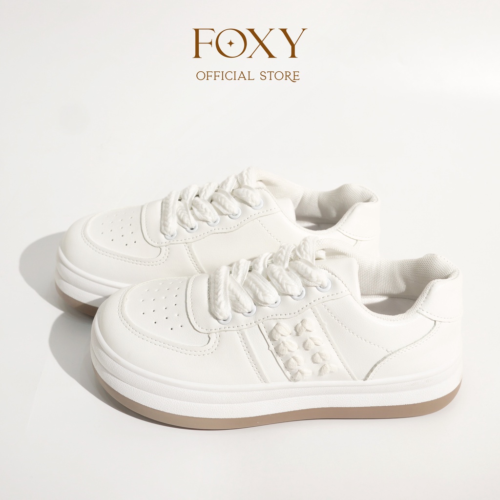 Giày sneaker thể thao nữ FOXY độn đế bánh mì màu trắng kem siêu nhẹ, thoáng khí - FOX061