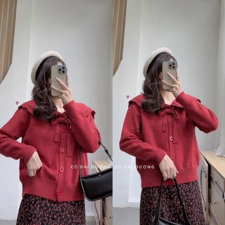 áo len cổ bèo buộc nơ
