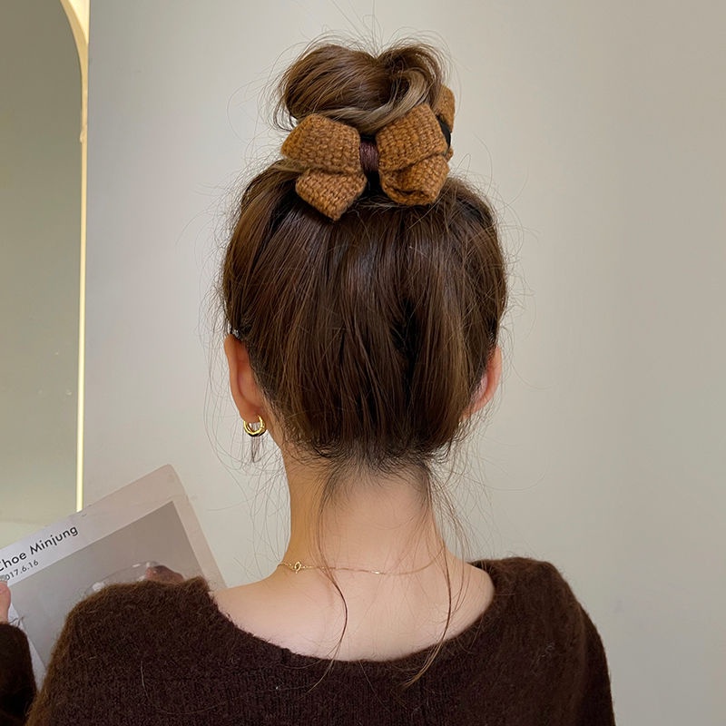 Kẹp Tóc Hình Nơ Bằng Len Dễ Thương Thanh Lịch Cho Nữ