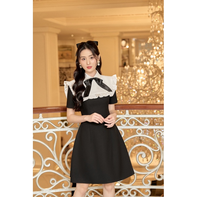 ĐẦM ĐEN PHỐI CỔ TRẮNG TIFFANY DRESS