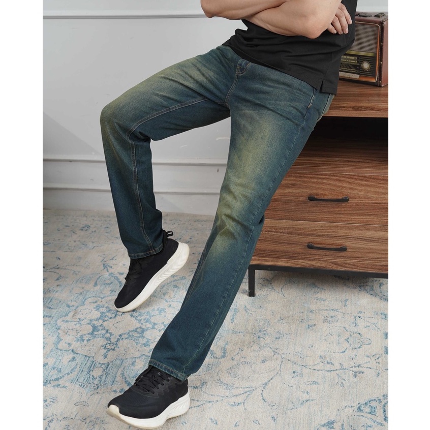 Quần jean nam xanh rêu JONATHAN QJ023 vải denim cao cấp co giãn nhẹ 4 chiều, form dáng chuẩn đẹp, trẻ trung, hottrend