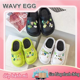 Dép Cross độn đế nữ đế 5cm siêu nhẹ kèm Sticker dễ thương - dép bánh mì Cross nữ hot trend 2022